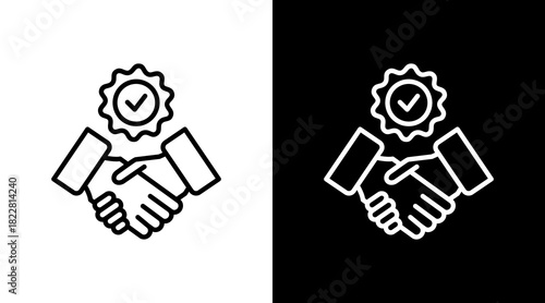 Commitment Seal Outline White Icon Set Design