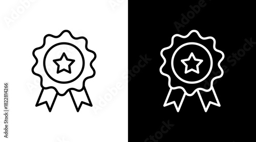 Excellence Medal Outline White Icon Set Design