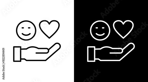 Gratitude Outline White Icon Set Design