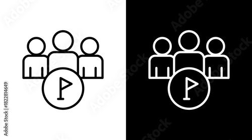 Leadership Outline White Icon Set Design