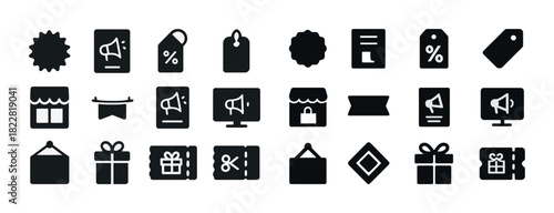 Icons: promotion, sale, gift, tag, discount, e-commerce, marketing, advertising