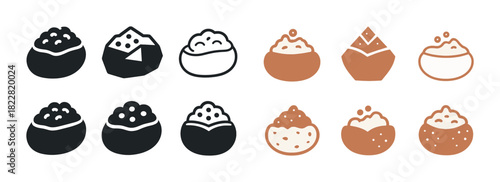 Iconic dumpling set: diverse styles and designs in black and brown