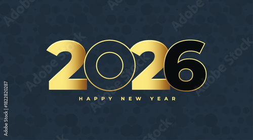   Bold Gold 2026 Number Vector with Modern Minimal Dark Background
