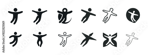 Human silhouette icons collection in various styles and poses