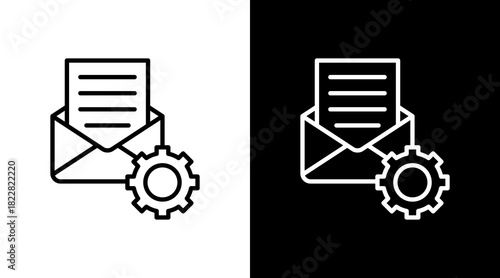 Email Support Outline White Icon Set Design