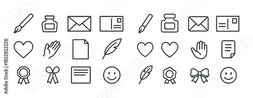 Collection of minimalist office and communication icons