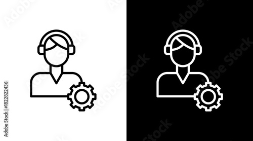 User Support Outline White Icon Set Design