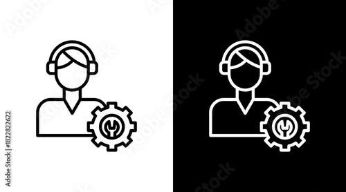 Client Support Outline White Icon Set Design