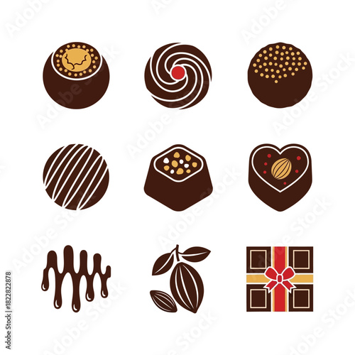 Chocolate Pralines and Toppings Icons