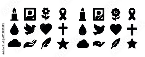 Symbolic icons of peace, love, and remembrance