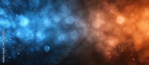 Abstract magical bokeh light, perfect for science and technology background with blue and orange color palettes
