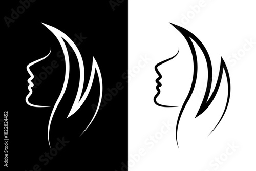 Elegant Woman Silhouette Beauty Hair Logo