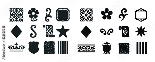 Collection of ornamental designs featuring floral and geometric patterns