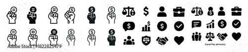 Equal pay advocacy icons: gender equality and economic justice symbols