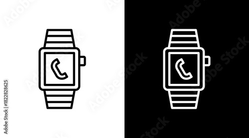 Smart Watch Outline White Icon Set Design