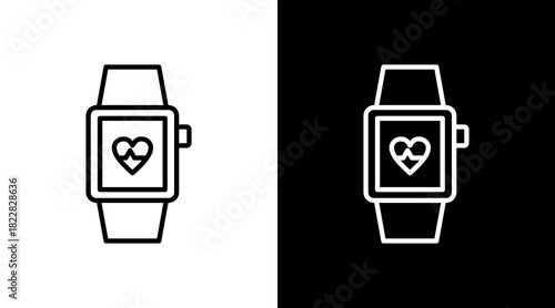 Fitness Band Outline White Icon Set Design
