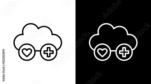 Health Cloud Outline White Icon Set Design