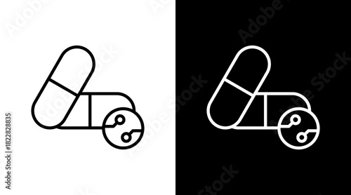 Smart Pill Outline White Icon Set Design