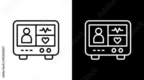Vital Monitor Outline White Icon Set Design