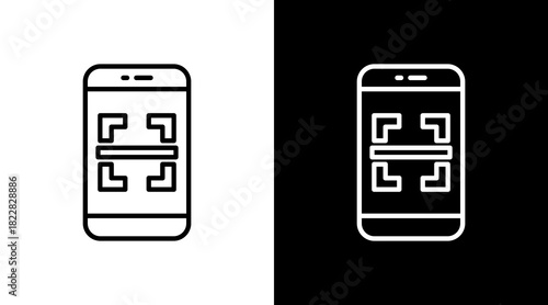 Digital Scan Outline White Icon Set Design