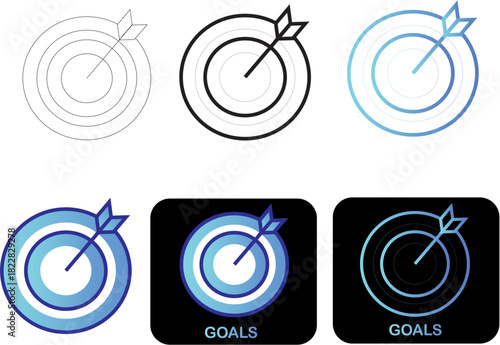Target Icons A Minimalist Icon Set Representing Goals and Achievement in Various Styles