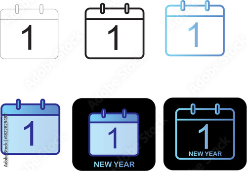 Minimalist Flat Icon Set Calendar Designs for New Year, Events, and Scheduling