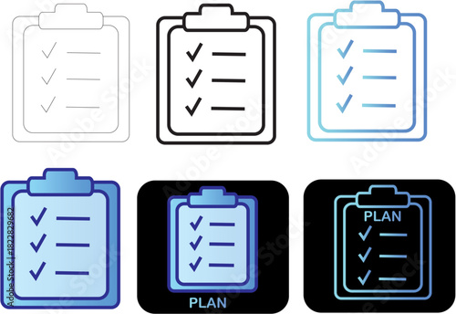 Checklist, Plan, and Task Icons A Comprehensive Collection for Various Design Purposes