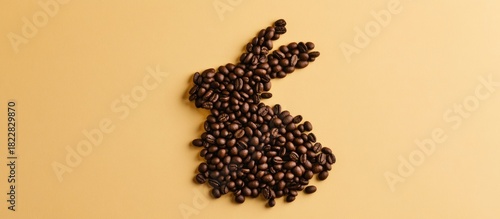 Coffee bean bunny silhouette on yellow background offers a caffeine kick