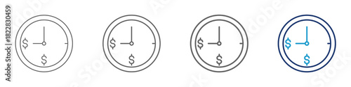 Extra hours icon collection in line line style and blue color.