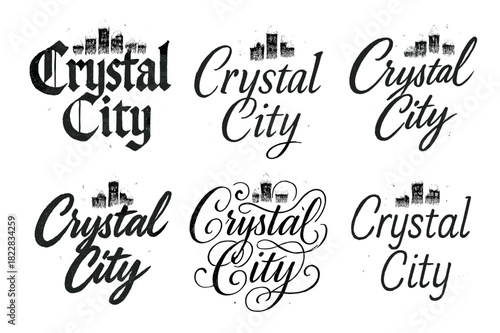 Crystal City Calligraphy. Crystal City. Create a calligraphy lettering illustration of the phrase: Crystal