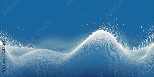 Abstract blue background of clear, cold winter water waves with an icy texture