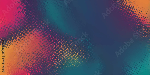 Abstract colorful halftone background with a fiery orange and blue explosion glow pattern
