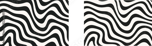 Abstract curved black and white lines creating an optical illusion