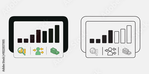 Financial Growth and Success Concept with Digital Display and Icons