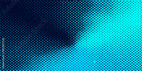 Seamless metallic blue halftone dot texture pattern on a black abstract background design