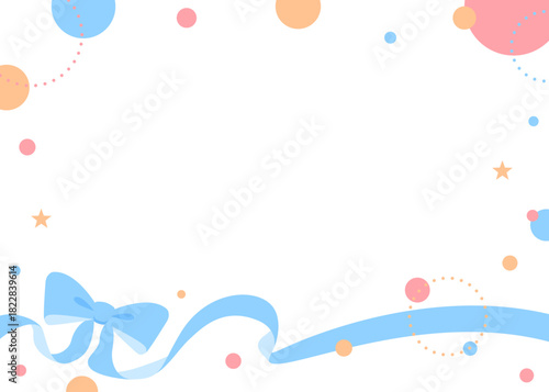 リボンのデコレーションフレーム、円形オブジェクト、ポップなデザイン