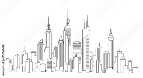 Modern city skyline illustration for urban development projects & architectural design concepts