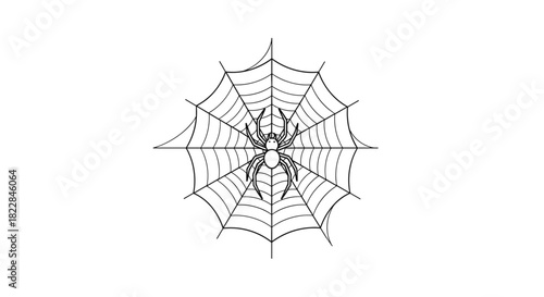 Spooky spider web drawing for Halloween decoration projects and festive designs with a vector feel