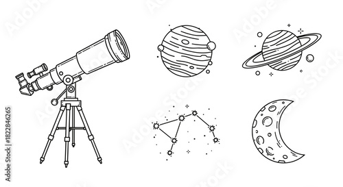 Explore the universe with this telescope, planets, constellation and moon phases drawing set