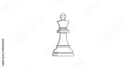 Elegant minimalist outline of a chess king piece for strategy, games, and intellectual design