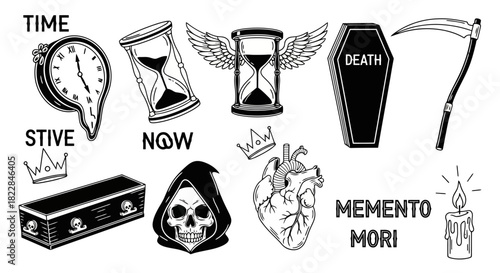 Memento Mori Collection Time Death and Mortality Symbols Illustrated