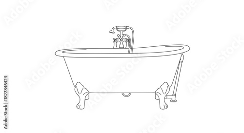 Elegant freestanding bathtub sketch, bringing a touch of vintage luxury to bathroom designs