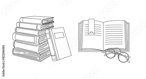 Inspiring literature books illustration perfect for studying, reading and education projects