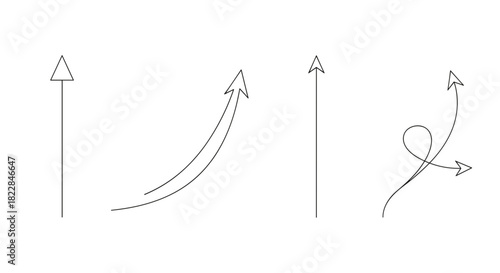 Dynamic arrow collection for modern design, direction, and creative guidance pointing upwards visually