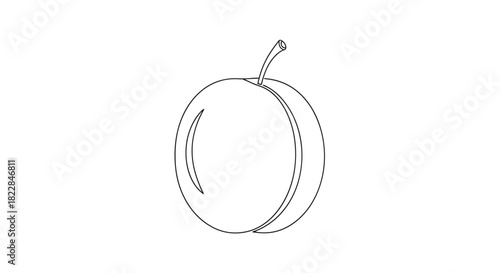 Elegant outline of a ripe plum, a healthy snack, simple and clean design element for your project