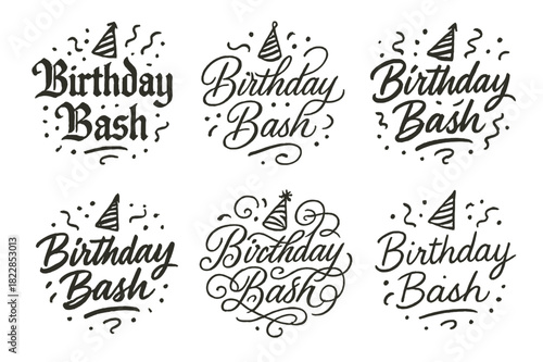 Stylish Birthday Bash. Birthday Bash. Create a calligraphy lettering illustration of the phrase: Birthday Bash