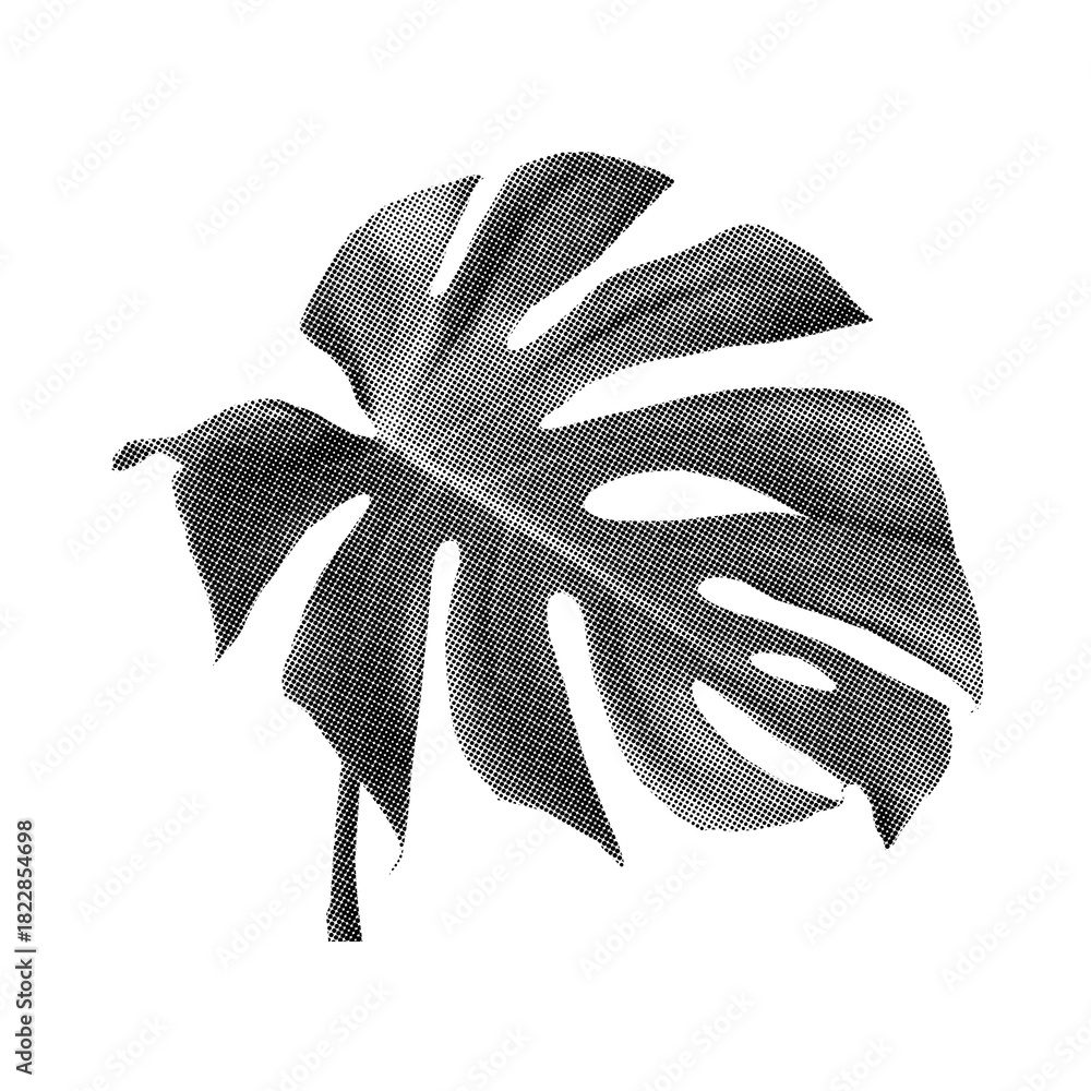 Naklejka premium Monstera Leaf Halftone with transparent background