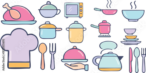 Kitchen Essentials: Collection of cooking tools, appliances and utensils
