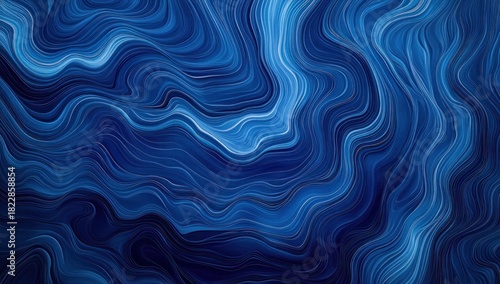 Mesmerizing blue abstract art with fluid lines evoking ocean depths