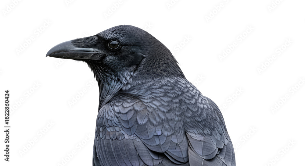 Fototapeta premium Closeup of a Crow with Detailed Feather Texture 3.